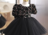 Black  Sequins Flower Girl Dress Birthday Party Dress Girl Dress