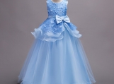 Blue Lace Flower Girl Dress Birthday Party Dress 