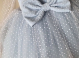 Blue Polka Dots Flower Girl Dress Birthday Party Dress