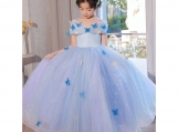 Blue Tulle Ball Gown Flower Girl Dress Birthday Party Dress