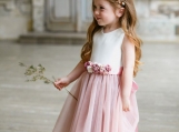 Blush Pink Skirt White Bodice Flower Girl Dress Little Girl Dres