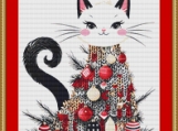 Decorated Cat Cross Stitch Pattern