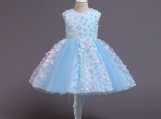 Fabulous Blue Lace Cute Floral Flowers Girl Dress Birthday Dress