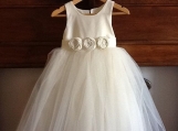 Flower Girl Dress Handmade Flowers Tulle Girl Dress