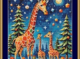 Giraffes At Christmas Cross Stitch Pattern