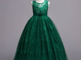 Green Lace Appliques Flower Girl Dress Birthday Party Dress 