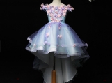 Hi-lo Blue Flower Girl Dress Birthday Party Dress Girl Dress