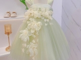 Mint Green Flowers Flower Girl Dress Birthday Party Dress