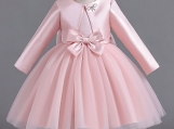 Pink Big Bow Flower Girl Dress Birthday Party Dress