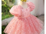 Pink Flowers Girl Dress Birthday Party Dress 