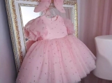 Pink Pearls Flowers Girl Dress Birthday Party Dress