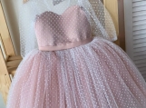 Pink Polka Dots Flower Girl Dress Birthday Party Dress 