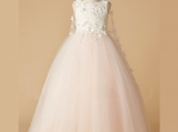 Pink Tulle Flower Girl Dress Detachable Train Girl Dres