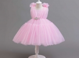 Pink Tulle Flowers Girl Dress Birthday Party Dress