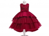 Red Lace Flower Girl Dress Birthday Party Dress