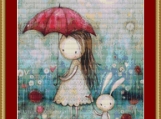 Red Umbrella Cross Stitch Pattern