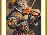 Renaissance Cat Cross Stitch Pattern