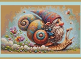 Riding A Snail Cross Stitch Pattern