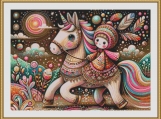 Riding A Unicorn Cross Stitch Pattern