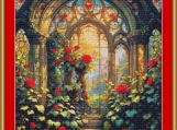 Rose Stained Glass Cross Stitch Pattern