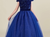 Royal Blue Sequins Bodice Tulle Flower Girl Dress