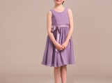 Simple Violet Chiffon Short Flower Girl Dress Birthday Dress