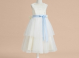 Simple White Flower Girl Dress Birthday Party Dress