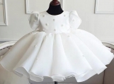 Simple White Short Flower Girl Dress Birthday Dress 