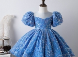 Sparkle Bling Short Flowers Girl Dress Sequins Birthday Dress