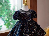 Sparkle Bling Short Flowers Girl Dress Sequins Birthday Dress