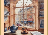 Tea At The Window Cross Stitch Pattern