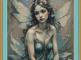 Teal Fairy Cross Stitch Pattern