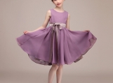 Violet Knee-length Chiffon Flower Girl Dress