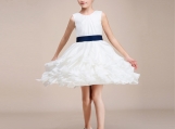 White Flower Girl Dress Knee-length Birthday Dress Girl Dress