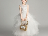 White Lace Flowers Girl Dress Birthday Party Dress