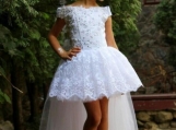 White Lace Ho-lo Flower Girl Dress Birthday Party Dress