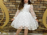 White Polka Dots Flower Girl Dress Birthday Party Dress