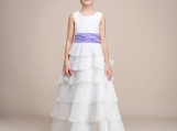 White Tiered Organza Flower Girl Dress Birthday Part Dress