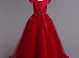 Wine Red Lace Ball Gown Flower Girl Dress Birthday Day