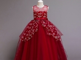 Wine Red Lace Flower Girl Dress Birthday Dress