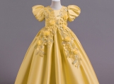 Yellow Lace Flower Girl Dress Birthday Party Dress 