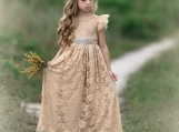 Champagne Lace Flower Girl Dress Birthday Party Dress  