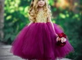 Cute Fuchsia Sequins Flower Girl Dress Birthday Party Dress