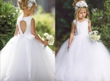 Cute Lace Tulle Flower Girl Dress Birthday Party Dress 