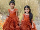 Cute Orange Flower Girl Dress Birthday Party Dress