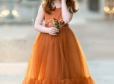 Cute Orange Lace Flower Girl Dress Birthday Party Dress 