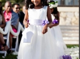 Cute White Purple Petals Flower Girl Dress Birthday Party Dress