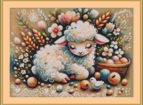 Fluffy Lamb Cross Stitch Pattern