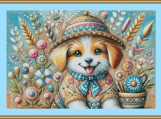 Happy Puppy Cross Stitch Pattern