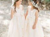 Ivory A-line Satin Flower Girl Dress Birthday Dress